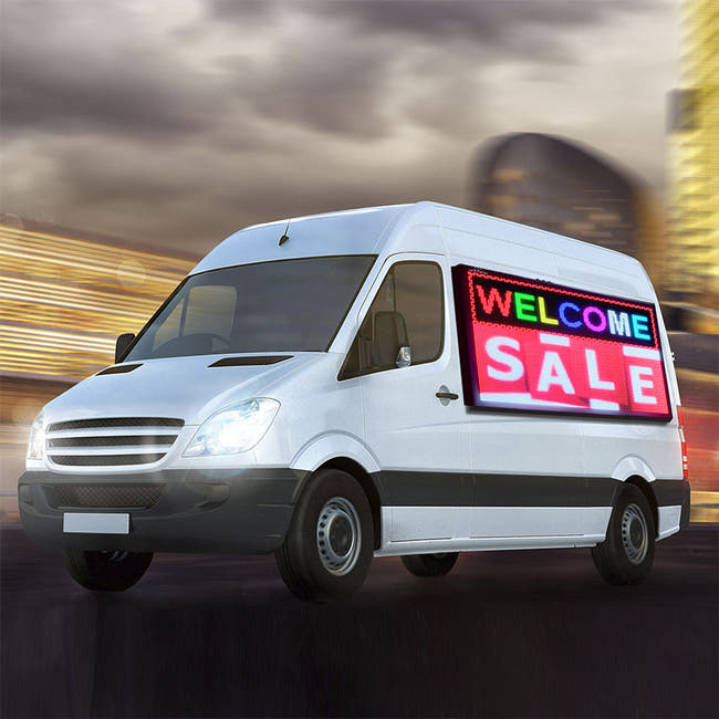 Mobile LED billboard truck display 7.35x3.67ft with magnetic installation - full color outdoor advertising scree Main image