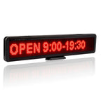 Multilingual programmable LED message board displaying international text on tabletop stand