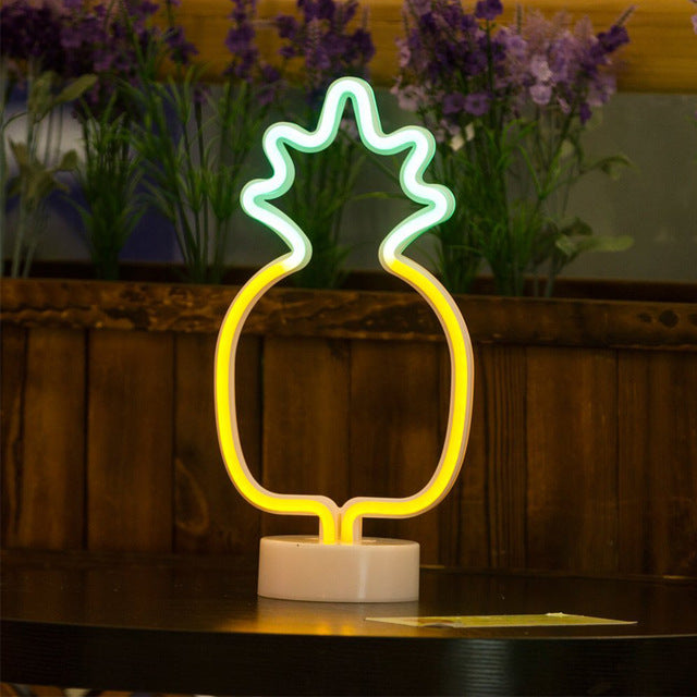 Leadleds-señal de luz de neón, flamenco, unicornio, Cactus, lámpara con forma de piña, decoraciones bodas fiestas de Navidad Imagen secundaria del producto