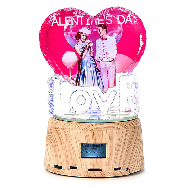 Customized Gifts Night Light Music Box Rotary Display Stand Remote Control, Full Color Crystal Photo