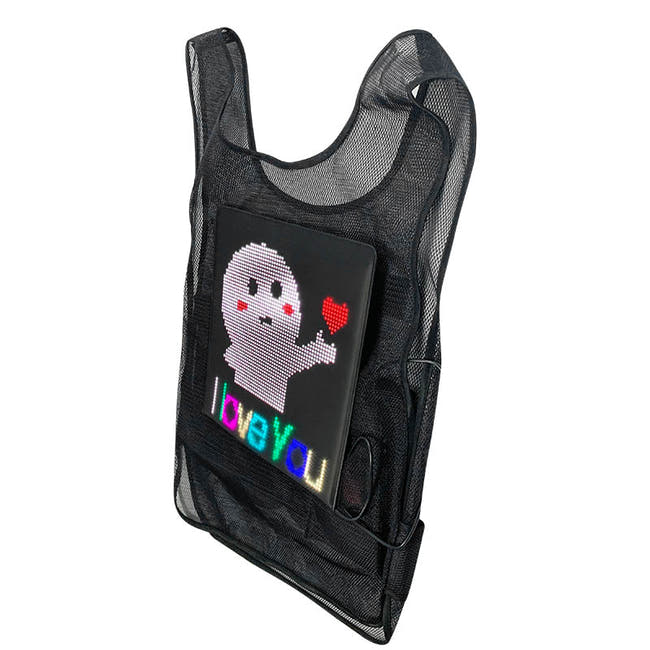 Leadleds 5VDC Bicycle LED Vest Flashing Walking Advertising Promotion Delivery Box LED Screen Multicolor Phone Control Secondary image