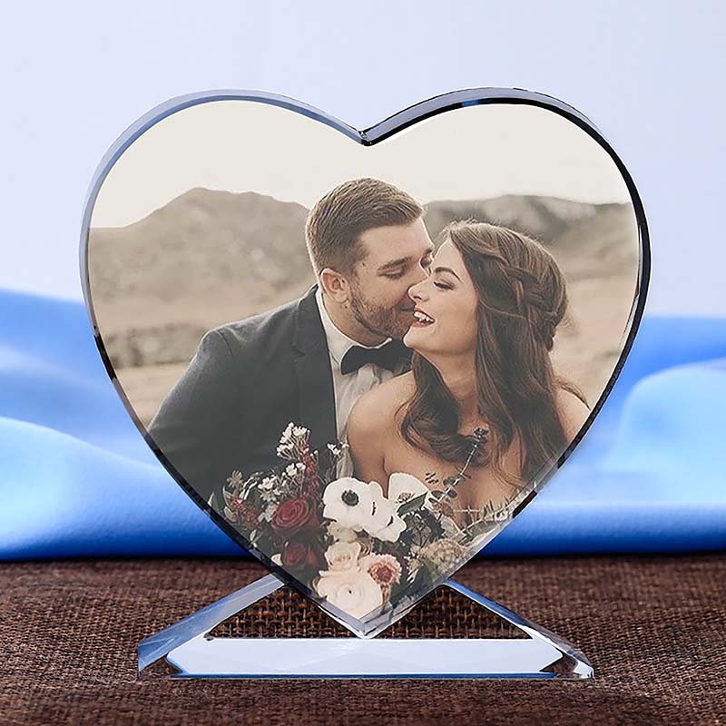 UNTSMART Wedding Gifts Personalized Custom Crystal Photo Frame for Birthday Anniversary Gifts