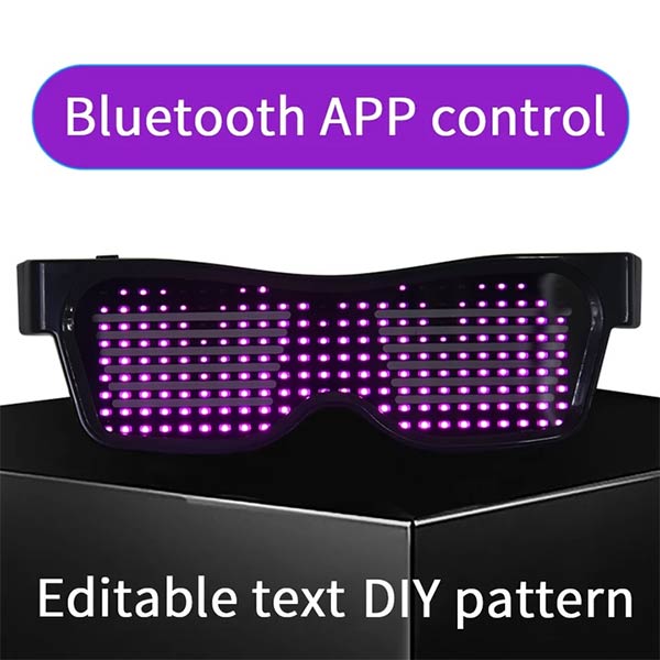 Customizable Bluetooth LED Glasses for Raves, Festivals, Fun, Parties, Sports, Costumes, EDM, Flashing - Display Messages, Animation, Drawings!