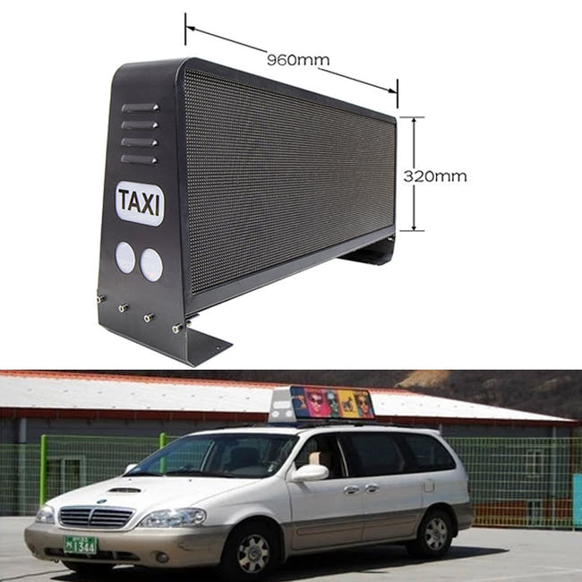 Leadleds Car Top Led Video Sign Waterproof Double Sided Wireless Taxi Roof Ads Led Sign, 96 x 32cm Secondary image