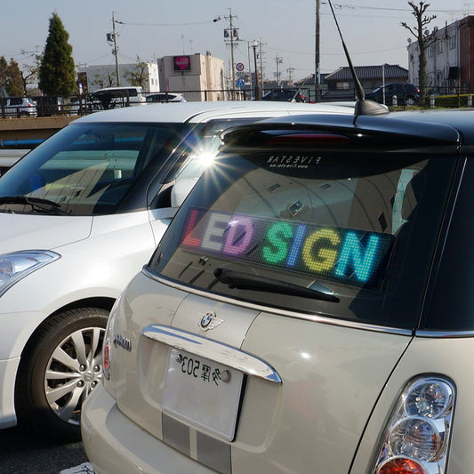 30x6 inches Led Sign for Car Rear Window Usage by Phone Easy Program, Multi Color - Leadleds