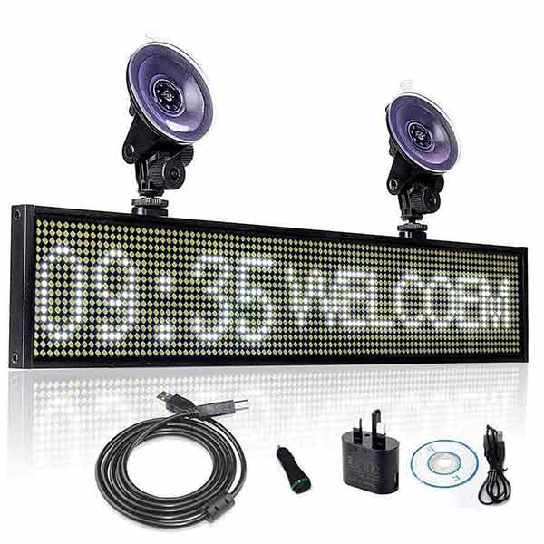Hot 12V P5mm SMD LED Signs 50cm white Bright Digital Programmable Scrolling Ad Message Display board / Business Tools +2 sucker - Leadleds