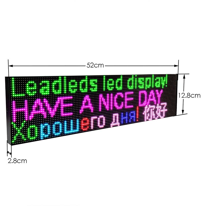 Leadleds Full Color WiFi Programmable Led Message Board 52cm Smart Business Banners 1-4 Lines Display 