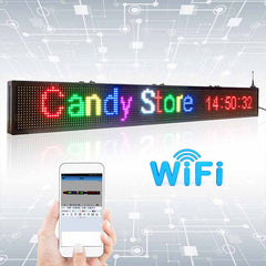 Leadleds Full Color Led Message Board 16 x 128 Pixel Programmable by Phone WiFi, 40” x 6”