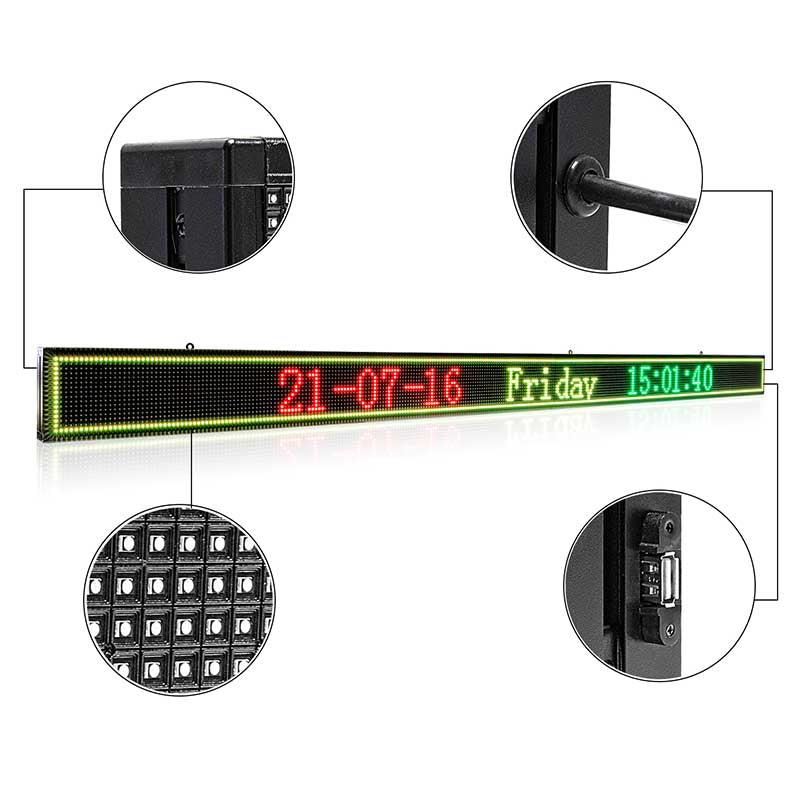 Leadleds 97in HD Indoor Led Display Multicolro WiFi Programmable Scrolling Message LED Advertising Sign for Shop