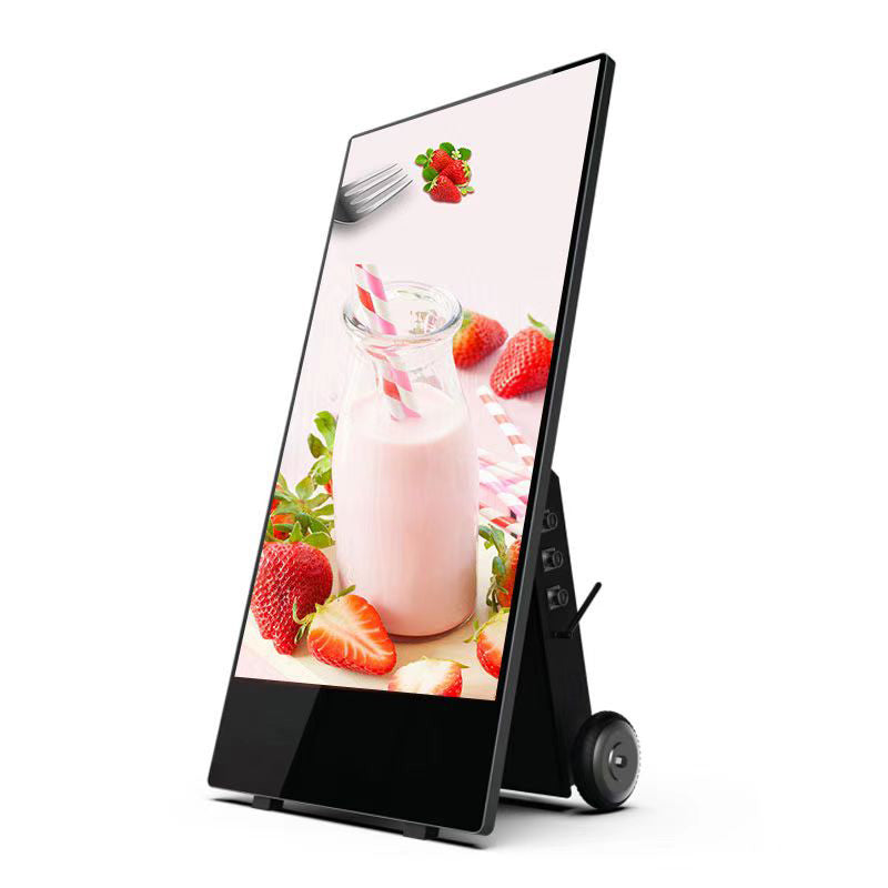 43 in Mobile Digital Poster Outdoor Singnage HD 1080P Battery Powered with Wheels