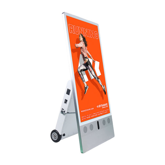 43 in Mobile Digital Poster Outdoor Singnage HD 1080P Battery Powered with Wheels