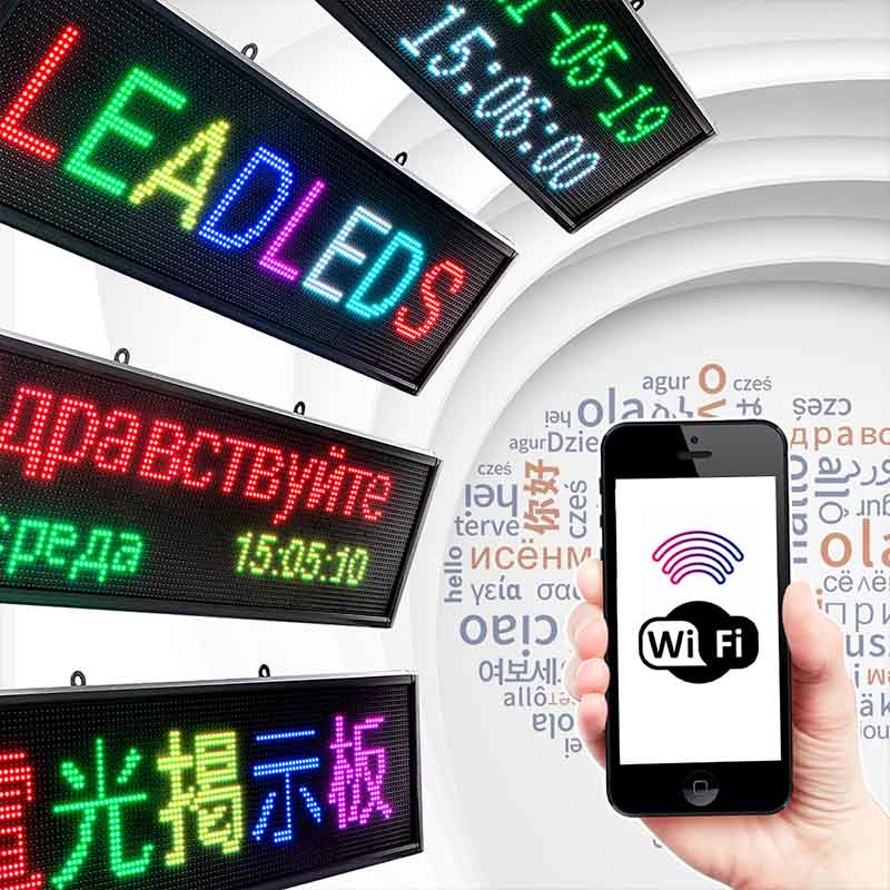 Led Wifi Sign Usb Leadleds WiFi Led Sign Business Sign Board Display Multicolor Message ...