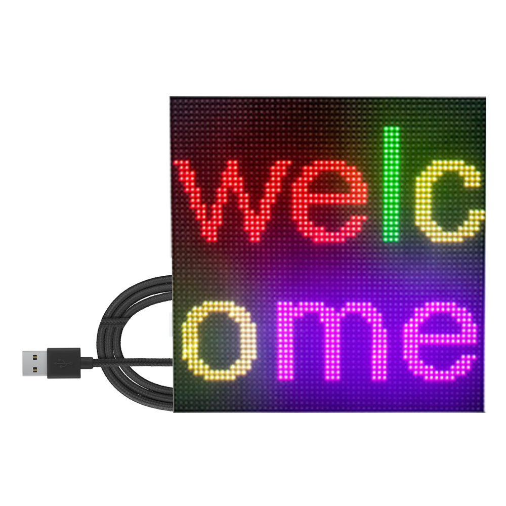 DIY Full Color LED Panel DC5V Wireless Message Board Support Global Language Image Animation with 1M USB Cable 4096 Dots
