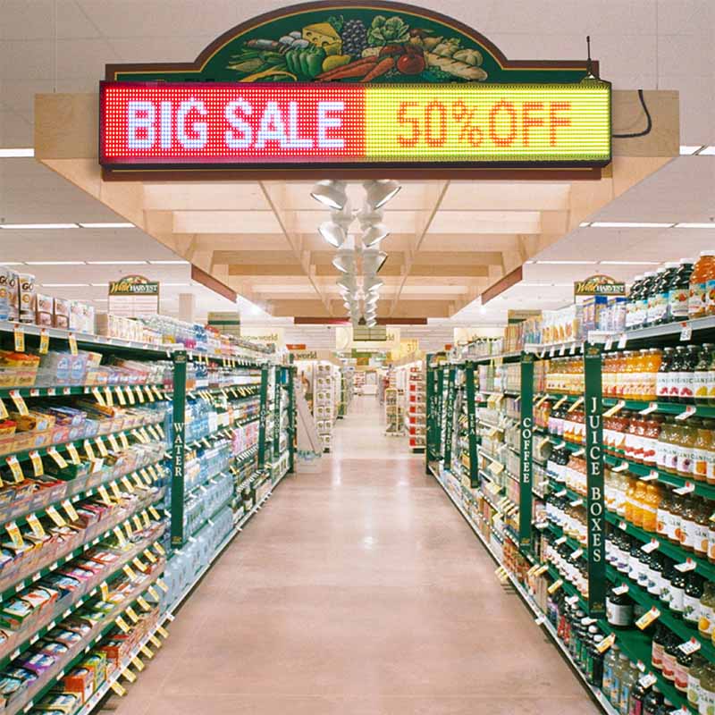 Leadleds Full Color Led Message Board 16 x 128 Pixel Programmable by Phone WiFi, 40” x 6”