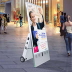 43 in Mobile Digital Poster Outdoor Singnage HD 1080P Battery Powered with Wheels