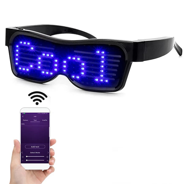 Leadleds anpassbare Bluetooth-LED-Brille zeigt Nachrichten, Animatione