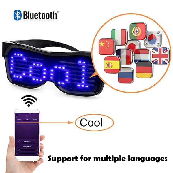 Leadleds anpassbare Bluetooth-LED-Brille zeigt Nachrichten, Animationen und  Zeichnungen zum Spaß an