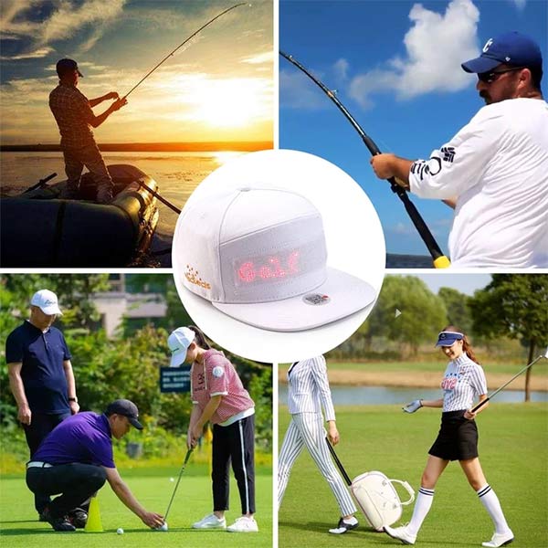 Leadleds Camping Led Hat Scrolling Message for Hip Hop Dance Party Fishing, White Hat Red LED Secondary image