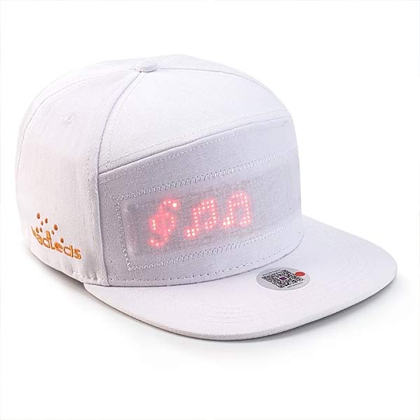 Leadleds Camping Led Hat Scrolling Message Display for Hip Hop Dance Party Golf Fishing, White Hat Red LED