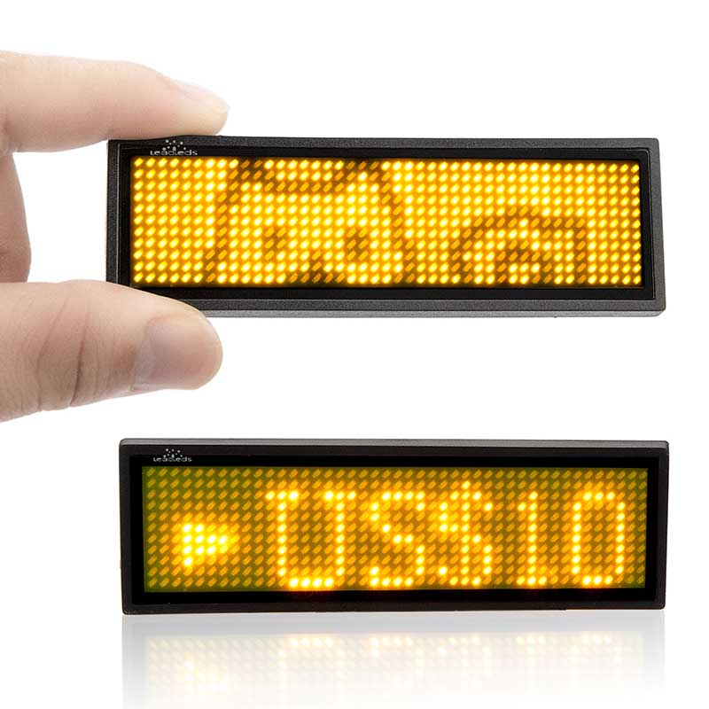 Leadleds Bluetooth-LED-Namensschild, wiederaufladbares Namensschild - Gelb
