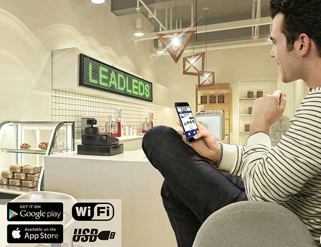 Leadleds P5 Wifi Scrolling Led Sign Message Board Working with Smartphone Tablet Android iOS