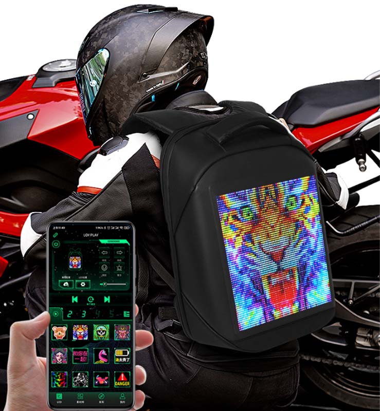 Leadleds Smart Led Backpack Shoulder Bag with Full Color Advertising for Boys Girls Gift, Black