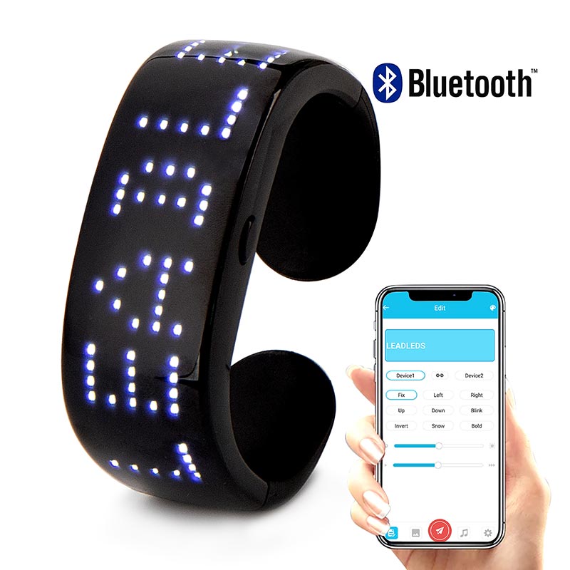 Leadleds Bluetooth Phone Program LED Bracelets Rechargeable Light Up Bracelet Custom Message