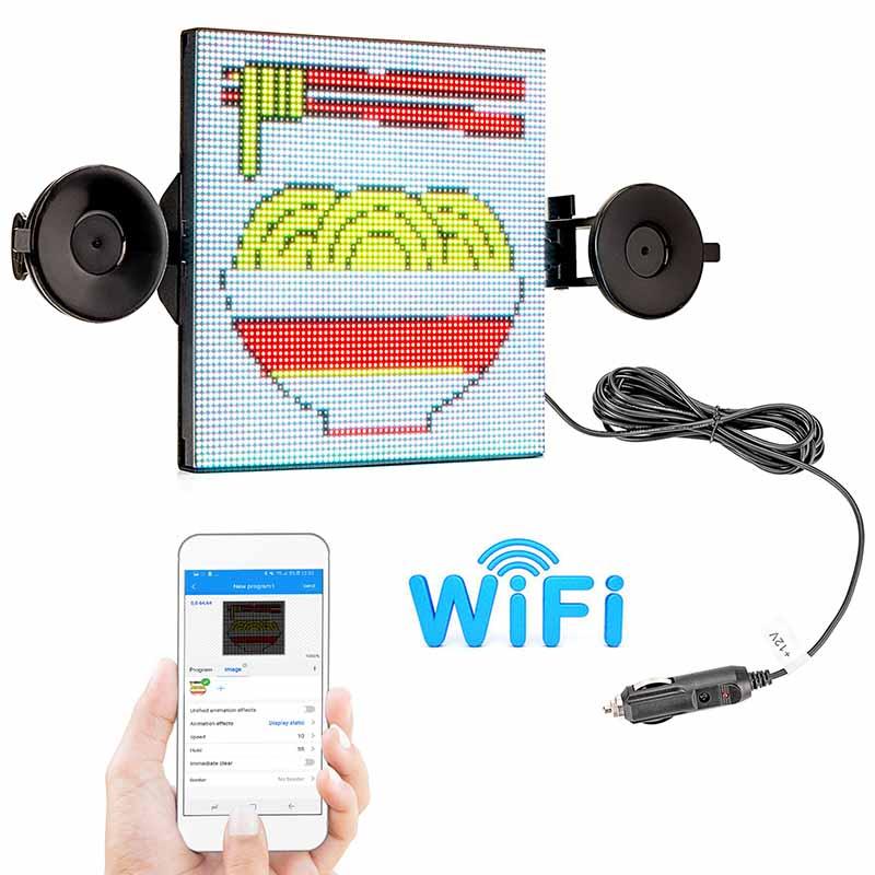 Letrero LED para coche Leadleds de 19 cm con pantalla a todo color y mensajes personalizados programables  Imagen secundaria del producto