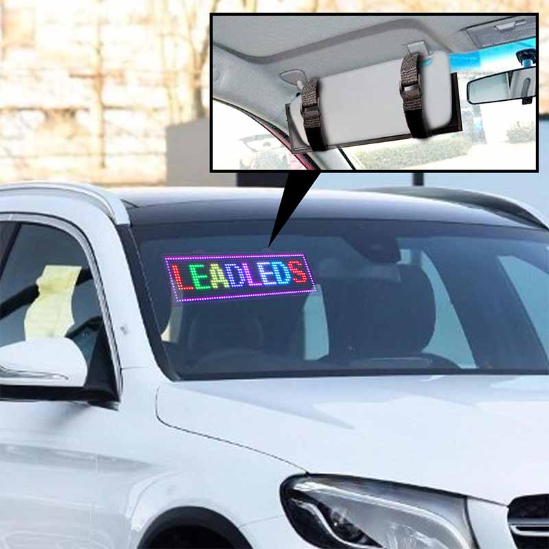 34cm Car Sign WiFi Programmable Led Light Sign with Velcro Straps for Rearview Mirror