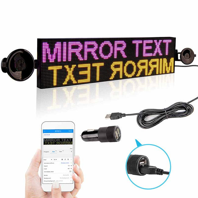 20in Car Sign Full Color Led Advertising Board WiFi Led Sign Picture Text Display Screen Wireless RGB Matrix, DC12-24V Главное изображение товара