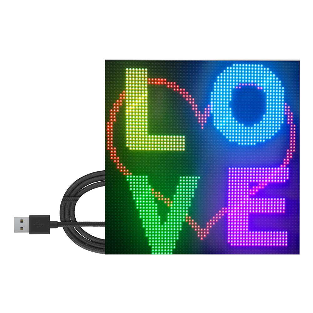 DIY Full Color LED Panel DC5V Wireless Message Board Support Global Language Image Animation with 1M USB Cable 4096 Dots Main image