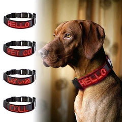 LED Dog Collar Light Flash Leopard Collar Rechargeable Programmable Scrolling Text Display