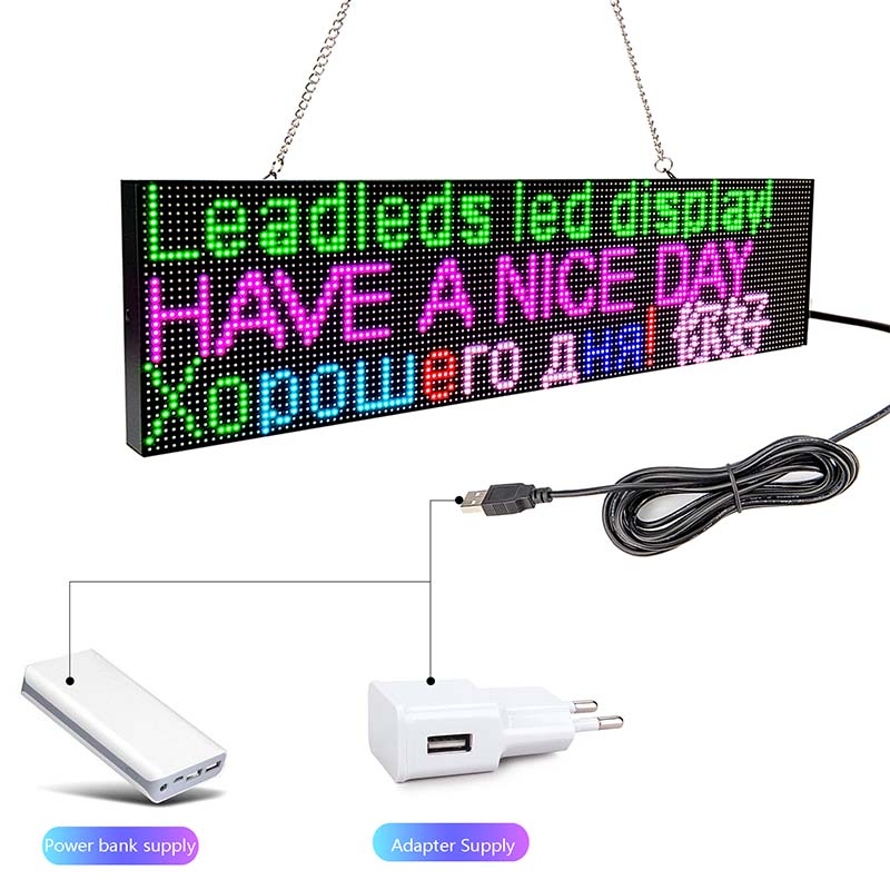 Leadleds-tablero de mensajes Led programable WiFi a todo color, pancartas de negocios inteligentes de 52cm, pantalla de 1-4 líneas Imagen secundaria del producto