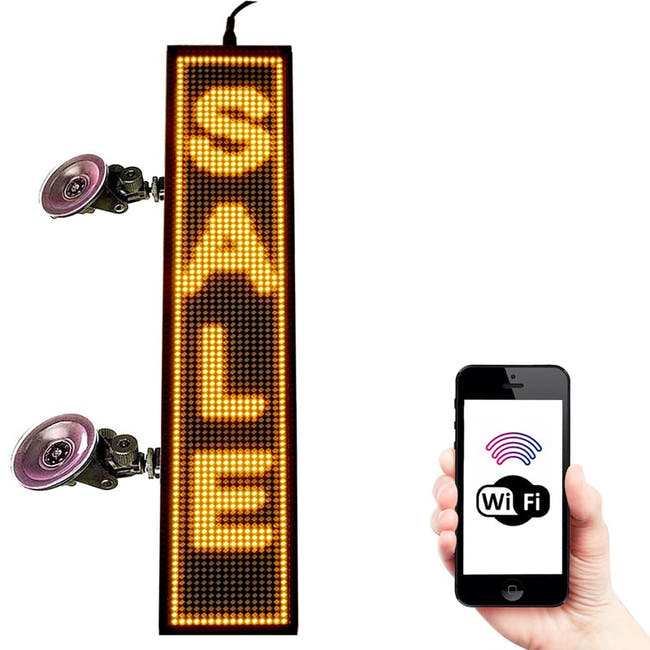 Leadleds Electronic LED Sign for Car Window Ad Display Board by Phone Control Message, Amber Secondary image