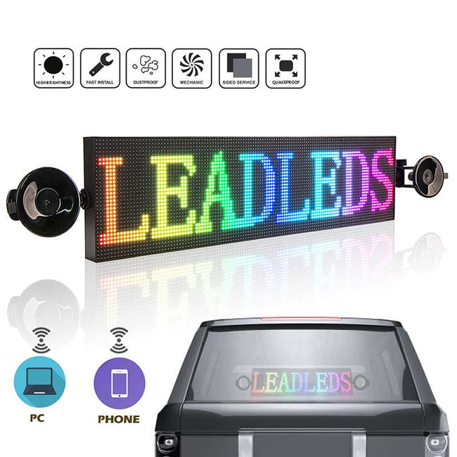 20in Car Sign Full Color Led Advertising Board WiFi Led Sign Picture Text Display Screen Wireless RGB Matrix, DC12-24V Второстепенное изображение товара