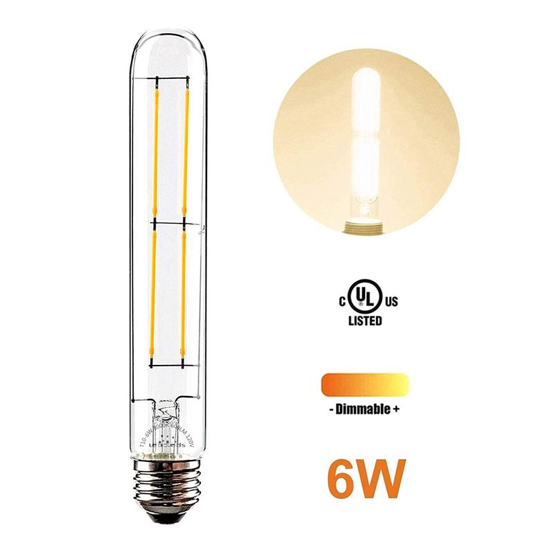 UNTCENT 6W Edison Bulb Vintage 7.2” Long Tubular Night Light Bulb Dimmable 3000K Neat Warm White Main image