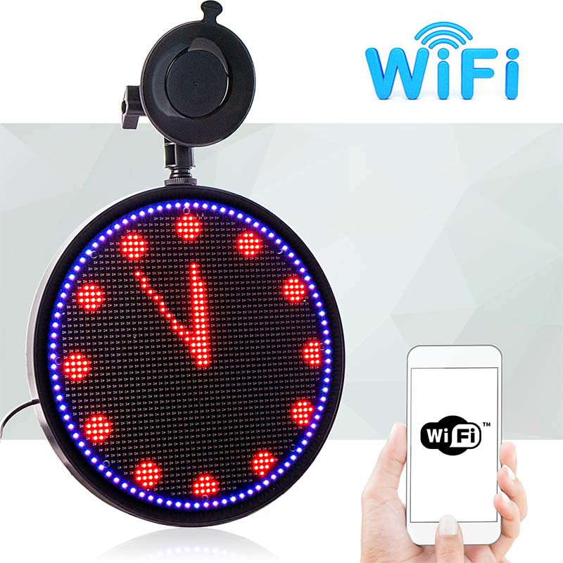 Leadleds 12V Led Car Sign Round Shaped Full Color Animation Led Display by Phone Program Secondary image