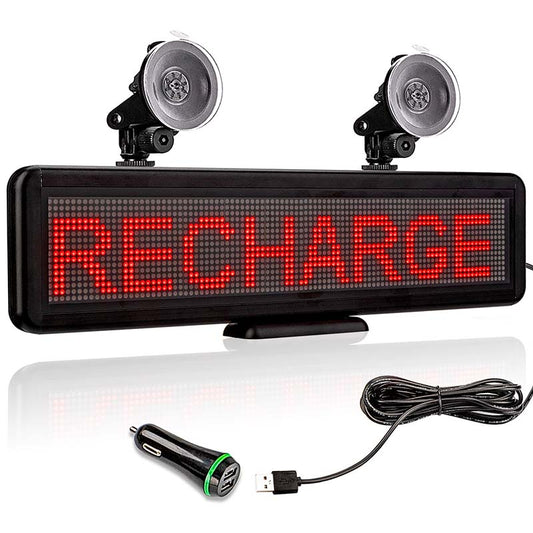 17” RED LED Car Display USB Rechargeable Led Business Sign LED Programmable Message Sign