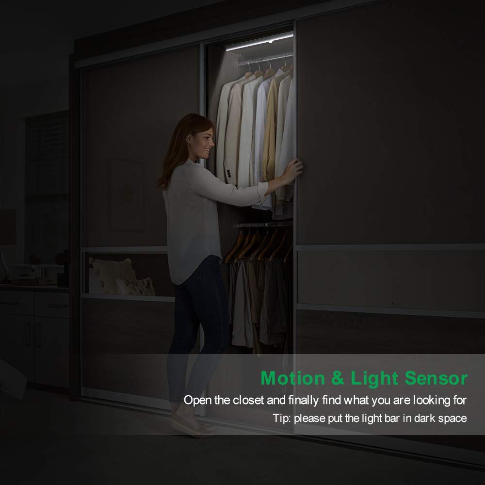 Leadleds 18-LED Motion Sensor Wardrobe Light, Cupboard LED Lamp, USB Rechargeable Cabinet Lights Lamp - Leadleds