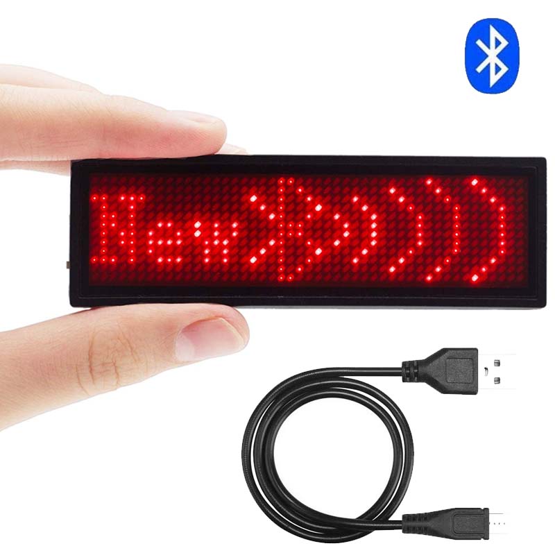 Leadleds Bluetooth-LED-Namensschild, wiederaufladbares Namensschild - Rot