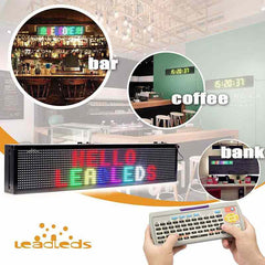 Leadleds Remote Led Display Scrolling Multicolored Message Board for Business, 30 by 6 in - Leadleds