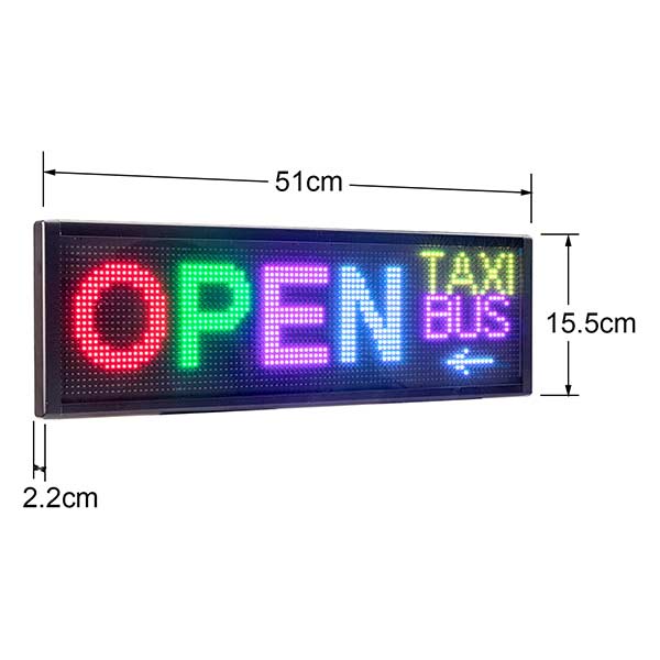 Leadleds 20” Full Color Led Panel for Car Sign Display Board Fast Programmable by Smartphone WiFi