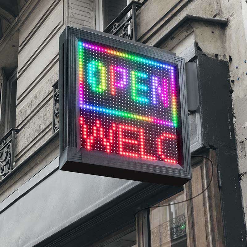 Leadleds 16in Open Sign Neon Message Board Temperature Humidity Led Timer Display