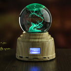 Leadleds Personalized Crystal Ball Led Rotating Light MP3 Speaker with 3D Engraved Image