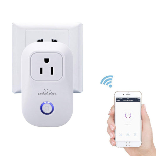 Leadleds Wi-Fi Smart Socket Outlet US Plug, Turn ON/OFF Electronics from Anywhere, Works with Smart Phone, UL Listed - Leadleds