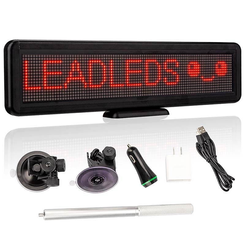 17” RED LED Car Display USB Rechargeable Led Business Sign LED Programmable Message Sign