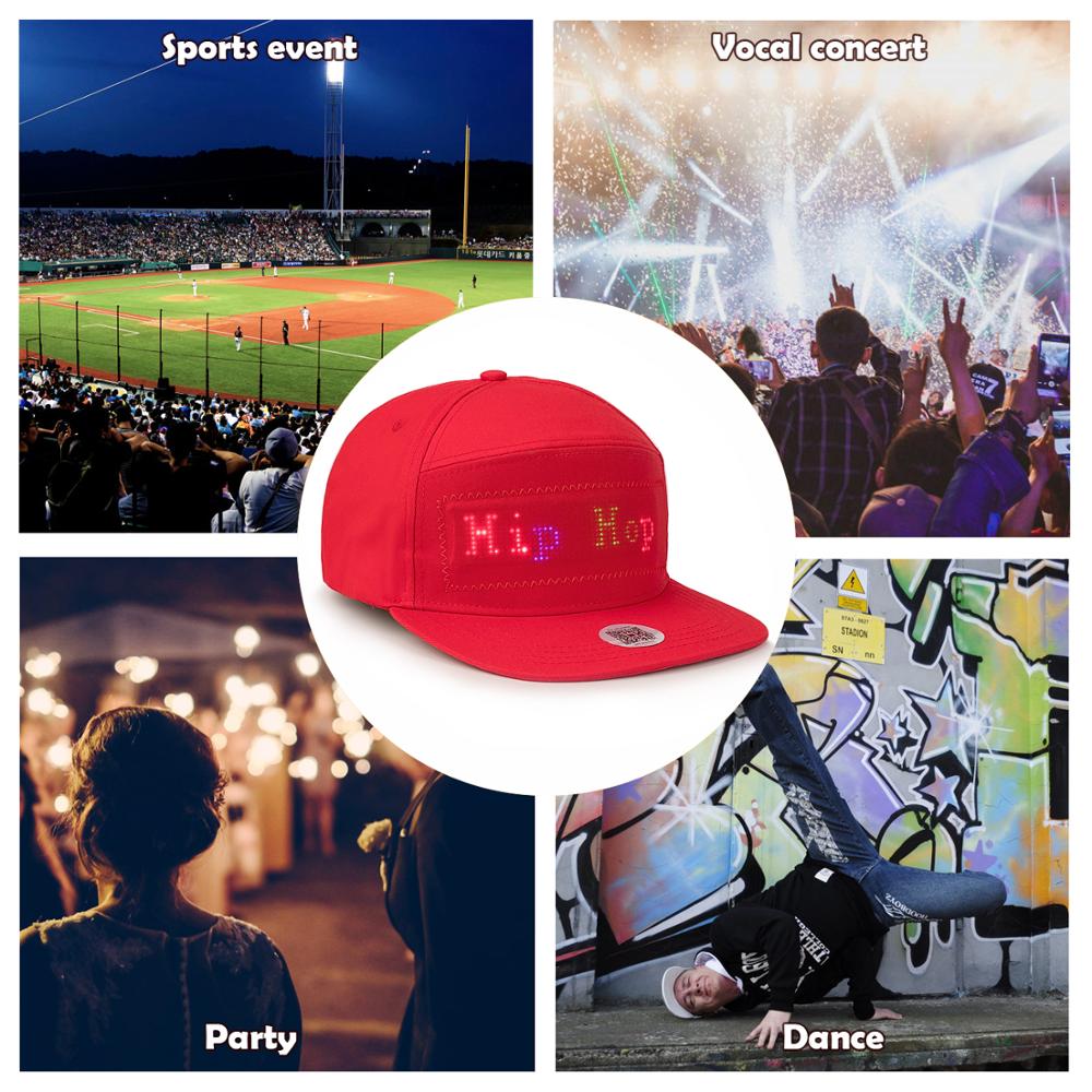 Bluetooth Fixed 4 colors Led Hat Display Board hip hop street dance party parade sunscreen hiking night running fishing cap