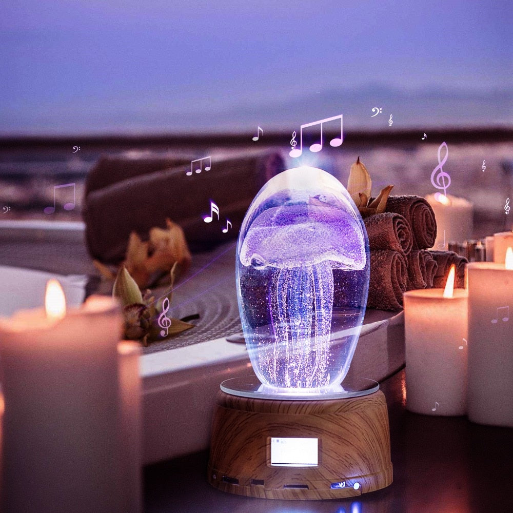 Lámpara de mesa de medusas creativa, altavoz, Base de iluminación giratoria, caja de música Imagen secundaria del producto
