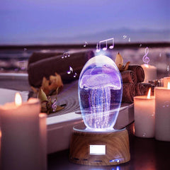 Creative Jellyfish Table Lamp Bluetooth Speaker Rotating Lighting Base Music Box For Room Decor