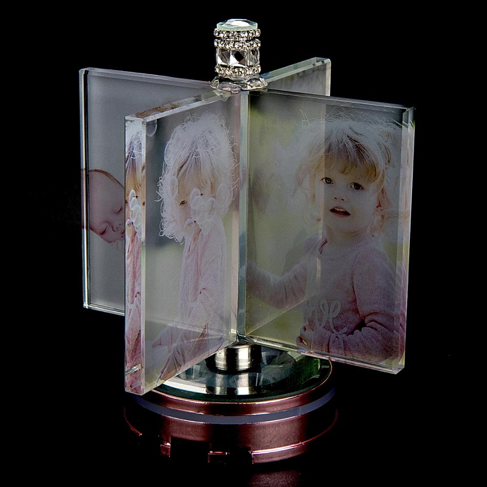 UNTCENT Custom Crystal Photo Rotating Bluetooth Music Album Windmill for Wedding Anniversary Gifts